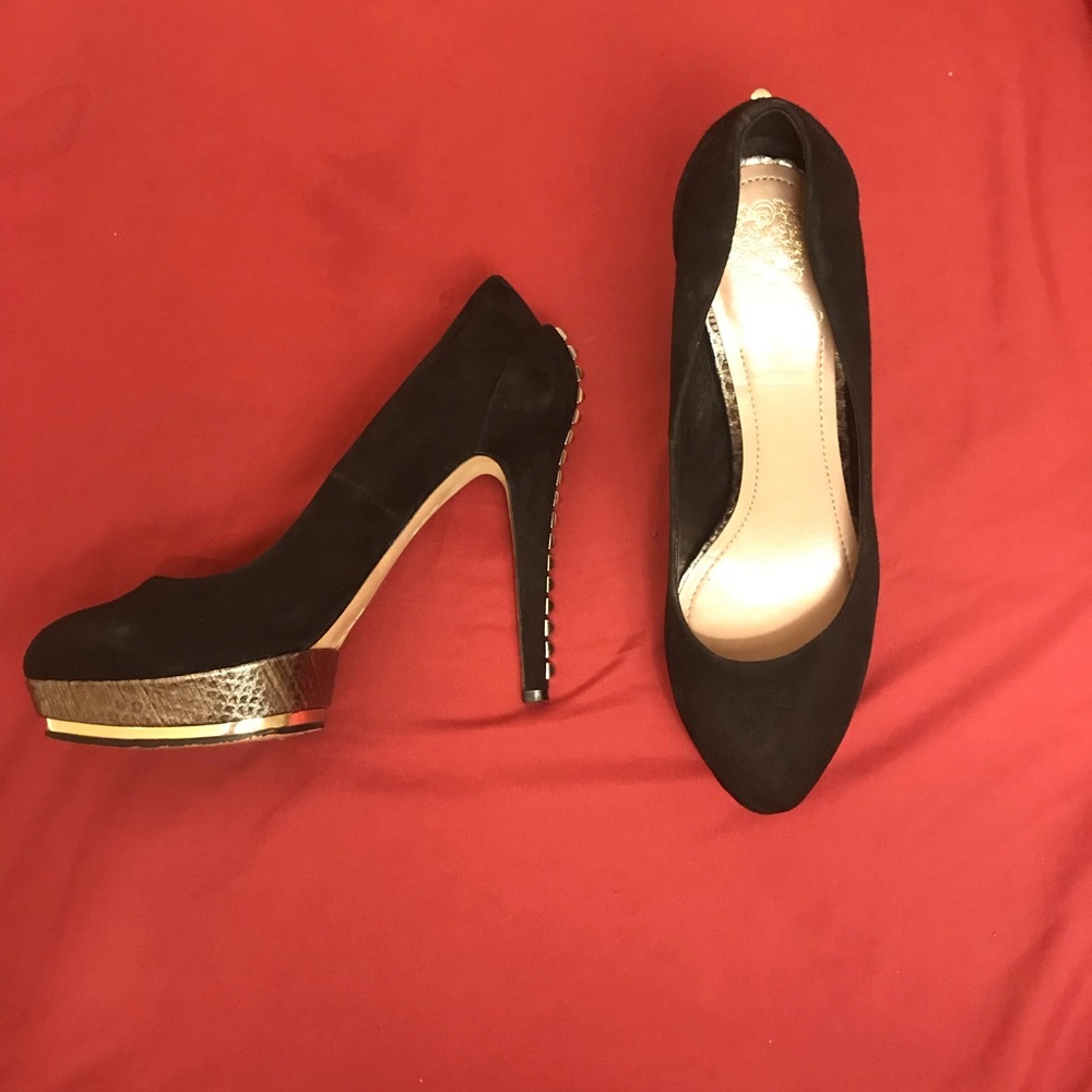 Vince Camuto studded suede pumps